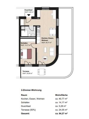 Penthouse 2-Zimmer-Wohnung mit Dachterrasse in den Zeppelingärten