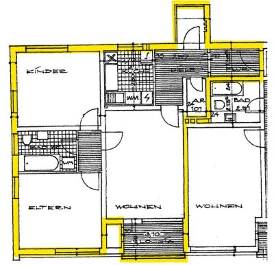 zentrale Lage * 3-Zi.-Wohnung mit guter Aussicht * Balkon * 79 m²