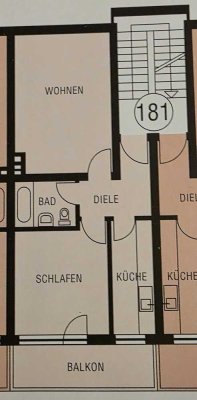Helle 2-Zimmer-Wohnung im 2. OG mit Balkon in Düsseldorf-Wersten. Verfügbar ab 15.11.2025
