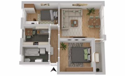 Modernisierte 3-Raum-Wohnung mit Balkon und Blick auf die Ostrach