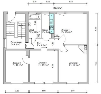 Sanierte 4-Zimmer Altbau Wohnung mit neuer Einbauküche
