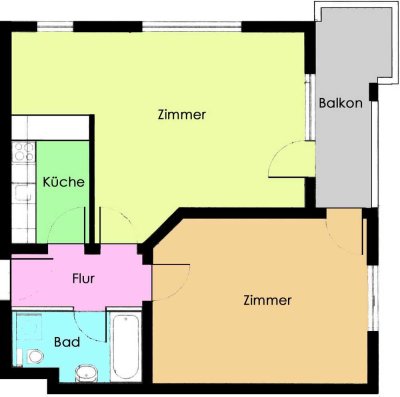 2-Raum-Wohnung mit Balkon im EG