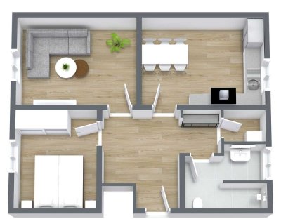 Sanierte 2-Zimmerwohnung mit separater Küche