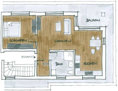 ruhiges Penthouse 2 ZKB KS-Vorderer Westen
