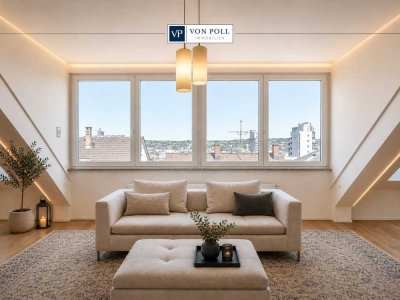 Maisonette-Dachgeschosswohnung im Heusteigviertel mit privatem Liftzugang, Dachterrasse und Garage