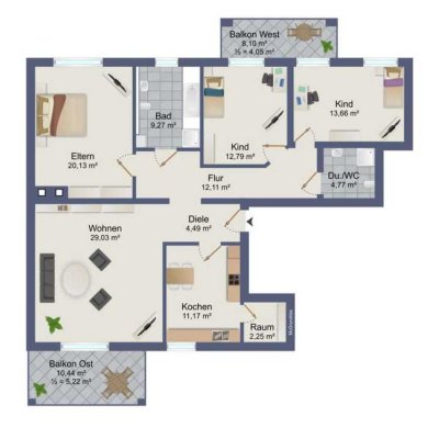 Zentral, ruhig und frisch renoviert! Helle, großzügige 4-Zimmer- Wohnung, 128,5 m²