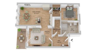 Erstbezug 2-Zimmer Neubau Wohnung mit Terrasse