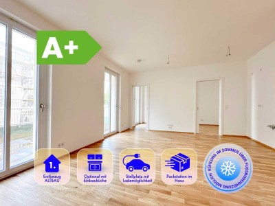 * Erstbezug mit Kühlfunktion * 2-Zimmer + Balkon * großes Bad * Fußbodenheizung * TG * EBK*