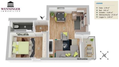 Tolle Lage - NEU RENOVIERTE - 2 Zimmer Wohnung mit Balkon und großzügigem Grundriss
