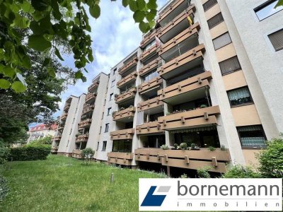 N-Gartenstadt, grün + stadtnah! Freie 2-Zi.-ETW (unrenoviert) mit Südwestloggia + Stellplatz!
