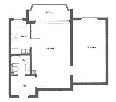 Erstbezug nach Sanierung: 2 Zimmer-Wohnung mit sep. Küche und Balkon.
