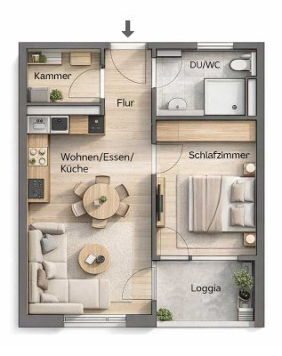 2-Zimmer-Wohnung mit Loggia in Potsdam – moderne Ausstattung und zentrale Lage