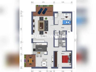 Tauschwohnung: Helle 3-Zimmer-Wohnung in Köln-Marienburg mit 2 Balkonen