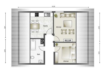 Exklusive 2-Raum-Dachgeschosswohnung in Singen (Hohentwiel)