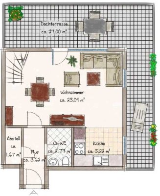 Exklusive, gepflegte 2-Zimmer Maisonette-Wohnung mit Dachterrasse EBK und Außenpool in Kaltenkirchen