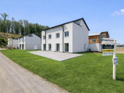 Leistbare Neubau Doppelhäuser 128 m², Kauf ab nur € 1.505,- /Monat, hohe Förderung fix 1,5%/20 J., Galerie, Dachterrasse, Eigengarten, Einzelgarage