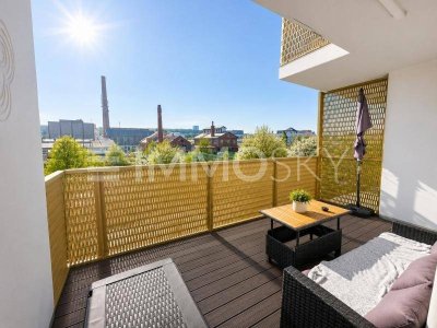 Balkonoase mit gemeinsam genutzten Pool, Dachterrasse und Wienblick