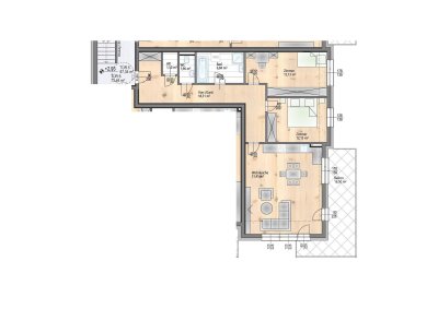 Familienwohnung - PREMIUMLAGE - 16 m² Balkon - großzügiges Wohnzimmer mit 32 m² - 3 Zimmer mit tollem Ausblick ins Grüne - Provisionfrei – Ziegelmassivbau
