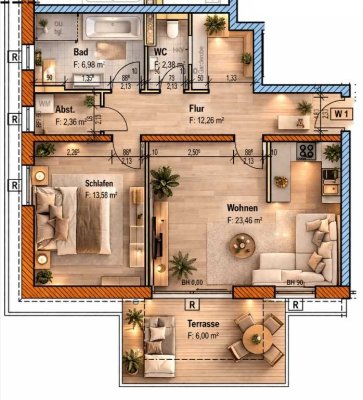 **Luxuriöse 2 Raumwohnung, Neubau 2026, Terrasse mit Gartenanteil,  Außenstellplatz**