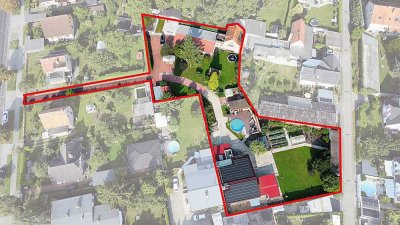 Gepflegtes 3.290 m² großes Grundstück, bebaut mit einem Einfamilienhaus, einer Doppelhaushälfte, Poo