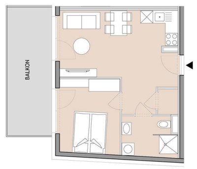 2-Zimmer Neubauwohnung mit Balkon im 2. Stock