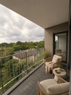 Neubau Penthouse | spektakulärer Weitblick ins Grüne trotz zentraler Stadtlage| 2-Zimmer | Erstbezug
