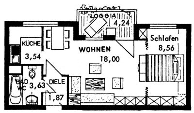 Gepflegte 1,5-Zimmer-Hochparterre-Wohnung mit Balkon in Gerlingen