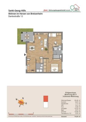 Wohnen im Herzen von Mainz-Bretzenheim - tolle 3 Zimmer Gartenwohnung mit Einbauküche