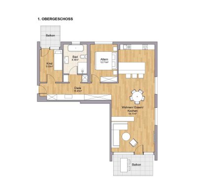 Familienfreundliche 3 Zimmer -Wohnung (Wohnungstyp 10)