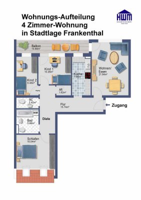 4 Zi.-Wohnung in Stadtlage Frankenthal  (Nähe Wormser Tor)