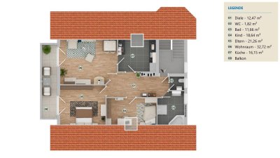Sehr schöne Dachgeschosswohnung in Wels – 3 Zimmer, Balkon, perfekt für Familein und WG's