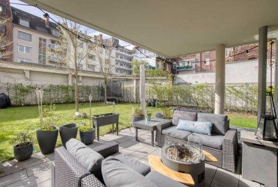 Ruhige moderne 4-Zimmer-Erdgeschosswohnung mit Terrasse, großem Garten, TG in Düsseldorf Derendorf