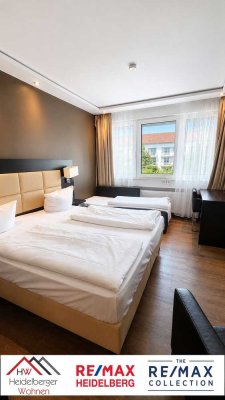 Hotel-Atmosphäre: vollausgestattetes möbliertes ehemaliges Hotelzimmer in Karlsruhe zu vermieten.
