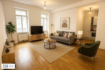 Potentieller Balkon in den begrünten Innenhof - Ruhige 3-Zimmer-Altbauwohnung - in Top-Lage des 3. Bezirks