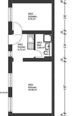 Helle 2-Zimmer Single-Wohnung im Erdgeschoss