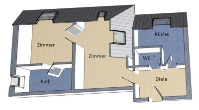 Stilvolle 2,5-Raum-Dachgeschosswohnung mit gehobener Innenausstattung - möbliert