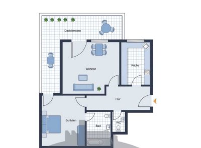Helle Penthouse Wohnung in ruhiger zentraler Lage