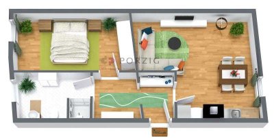 Frisch sanierte 2-Raum-Wohnung im Erdgeschoss!