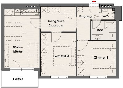 Sanierte 58m2 große 2,5 Zimmerwohnung