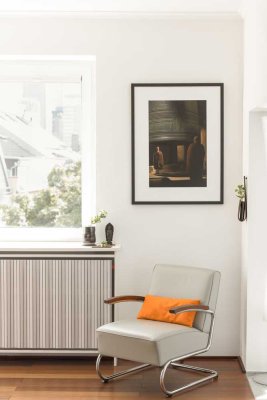 Penthouse-Loft im imposanten Stilaltbau mit modernem Designkonzept, Südbalkon und Skylineblick