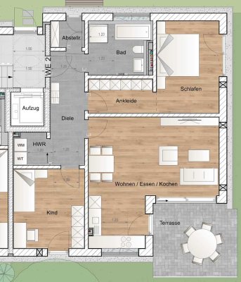 Obermenzing - Neubau/Erstbezug (Whg 2): Geräumige 3-Zimmer-Wohnung in kleinem Mehrfamilienhaus