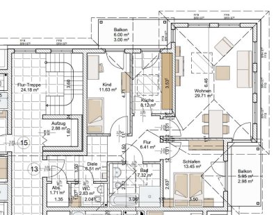 Moderne 3 Raumwohnung in Eberswalde mit zwei Balkonen.