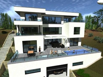 LUXHAUS Terrassen Villa 400m² über den Dächern von Weinheimm individuell planbar Schlüsselfertig