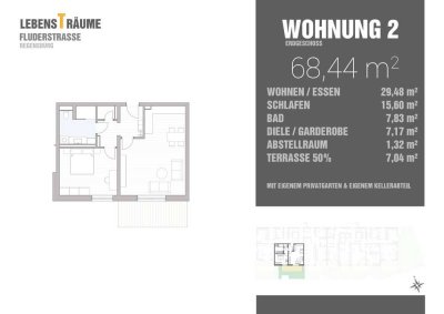 Tolle 2-Zimmerwohnung mit Terrasse und Gartenanteil