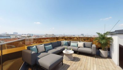 ++ Ein Statement über den Dächern Wiens ++ Penthouse mit 80 m² Terrasse &amp; Panorama-Sauna direkt beim Karmelitermarkt