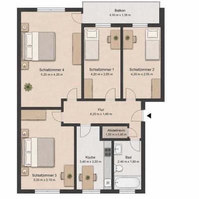 WG-Wohnung in  Berlin-Spandau mit 4 Zimmer