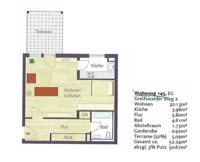 Freundliche 1-Zimmer-EG-Wohnung mit Balkon und EBK in Halle (Saale)