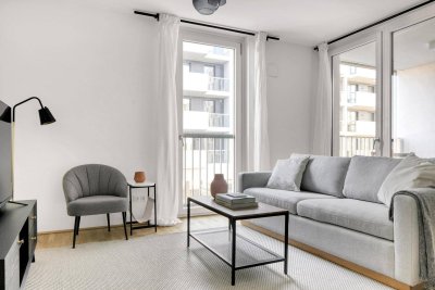 Donaumarina, Bestlage Donau &amp; Innenstadt, direkt an der U-Bahn, 2 Zimmer mit Fitness, Sauna, Loggia (VIE122)