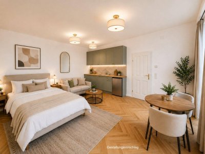 Airbnb-Potenzial nähe Yppenplatz: Sanierter Altbau mit Garten und Terrasse