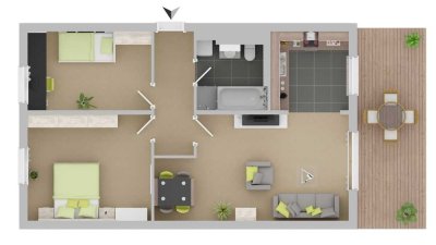Schöne 3-Zimmer-EG-Wohnung mit großer West-Terrasse
